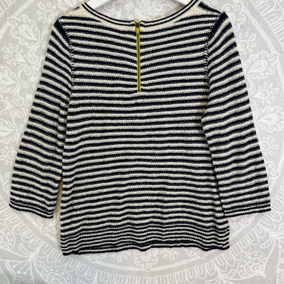 COPY - ADORABLE ART TO WEAR TOP SIZE L LARGE STRIPE CREAM BLACK EUC SWEATER SHIโฆ - Picture 5 of 13